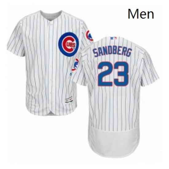 Mens Majestic Chicago Cubs 23 Ryne Sandberg White Home Flex Base Authentic Collection MLB Jersey